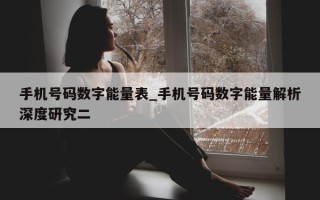 手机号码数字能量表_手机号码数字能量解析深度研究二