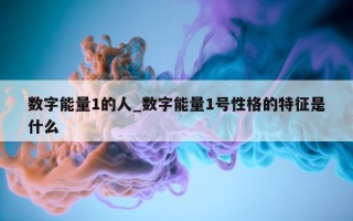 数字能量 1 的人_数字能量 1 号性格的特征是什么