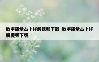 数字能量占卜详解视频下载_数字能量占卜详解视频下载