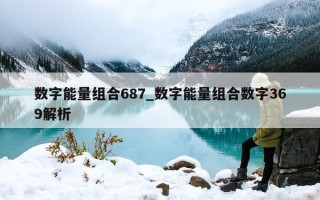 数字能量组合 687_数字能量组合数字 369 解析