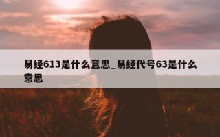 易经 613 是什么意思_易经代号 63 是什么意思