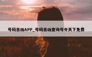 号码吉凶 APP_号码吉凶查询号令天下免费