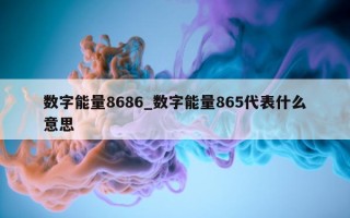 数字能量 8686_数字能量 865 代表什么意思