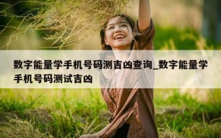 数字能量学手机号码测吉凶查询_数字能量学手机号码测试吉凶