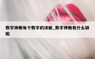 数字神断每个数字的详解_数字神断有什么缺陷