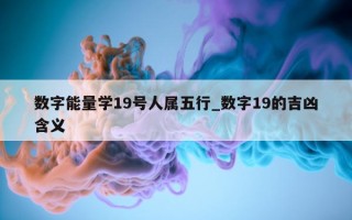 数字能量学 19 号人属五行_数字 19 的吉凶含义