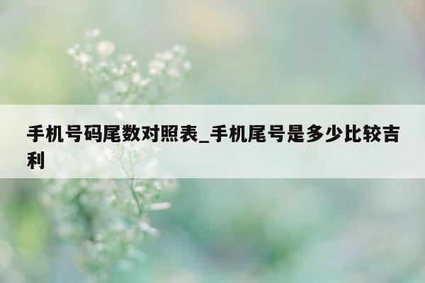 手机号码尾数对照表_手机尾号是多少比较吉利 - 第 1 张图片 - 小城生活