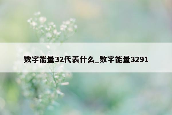 数字能量 32 代表什么_数字能量 3291- 第 1 张图片 - 小城生活