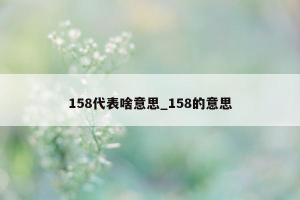 158 代表啥意思_158 的意思 - 第 1 张图片 - 小城生活