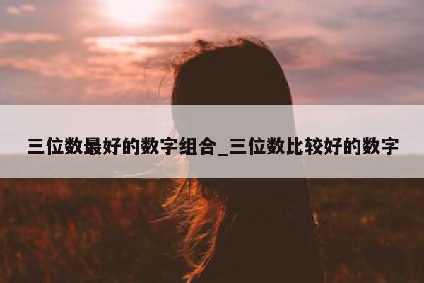 三位数最好的数字组合_三位数比较好的数字 - 第 1 张图片 - 小城生活