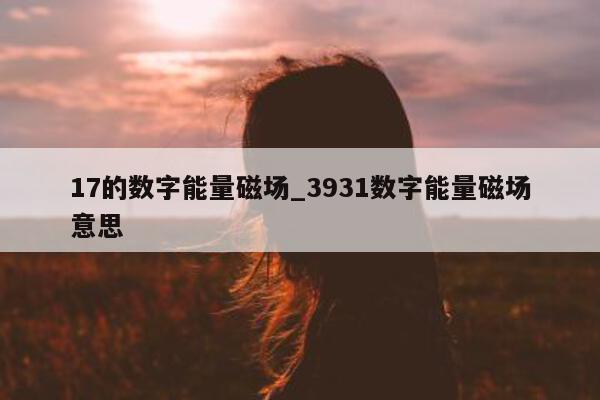 17 的数字能量磁场_3931 数字能量磁场意思 - 第 1 张图片 - 小城生活