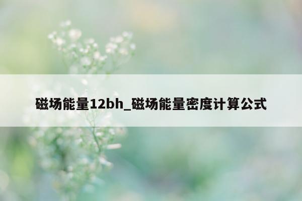 磁场能量 12bh_磁场能量密度计算公式 - 第 1 张图片 - 小城生活