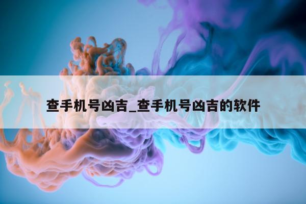 查手机号凶吉_查手机号凶吉的软件 - 第 1 张图片 - 小城生活