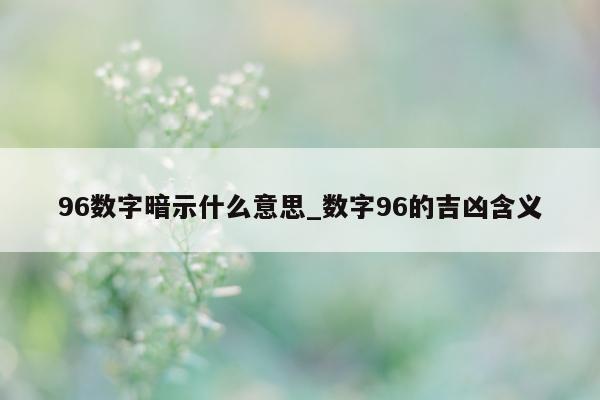 96 数字暗示什么意思_数字 96 的吉凶含义 - 第 1 张图片 - 小城生活