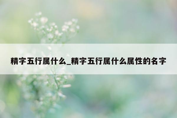 精字五行属什么_精字五行属什么属性的名字 - 第 1 张图片 - 小城生活