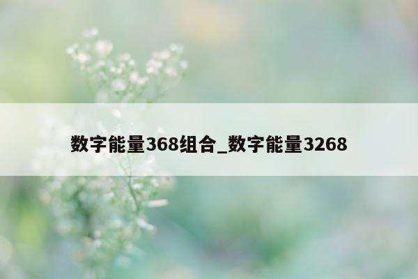 数字能量 368 组合_数字能量 3268- 第 1 张图片 - 小城生活