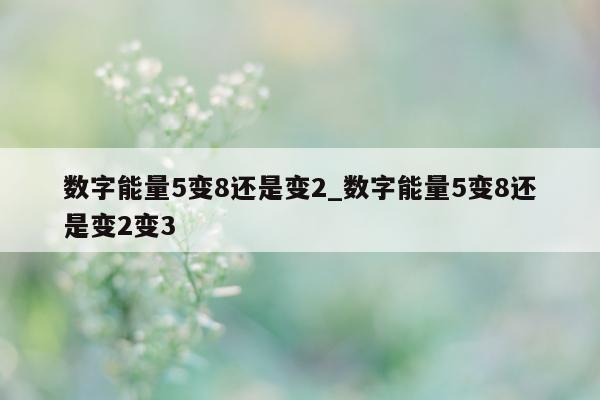 数字能量 5 变 8 还是变 2_数字能量 5 变 8 还是变 2 变 3 - 第 1 张图片 - 小城生活