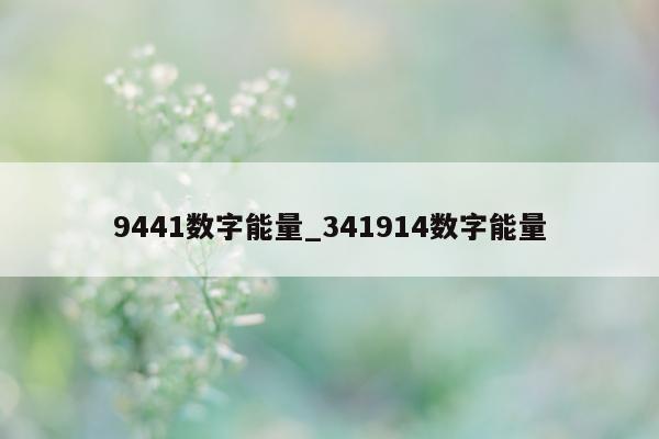 9441 数字能量_341914 数字能量 - 第 1 张图片 - 小城生活