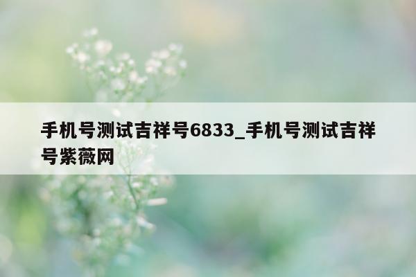 手机号测试吉祥号 6833_手机号测试吉祥号紫薇网 - 第 1 张图片 - 小城生活