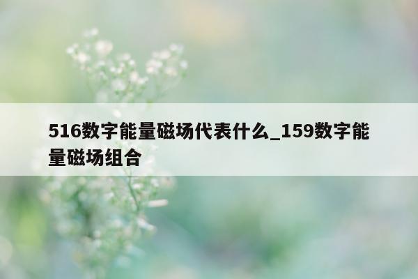 516 数字能量磁场代表什么_159 数字能量磁场组合 - 第 1 张图片 - 小城生活