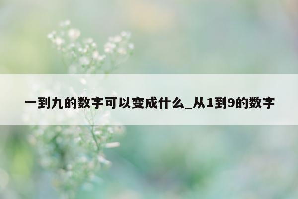 一到九的数字可以变成什么_从 1 到 9 的数字 - 第 1 张图片 - 小城生活