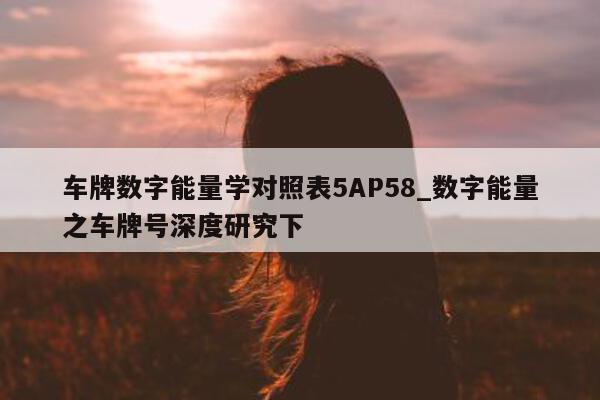 车牌数字能量学对照表 5AP58_数字能量之车牌号深度研究下 - 第 1 张图片 - 小城生活