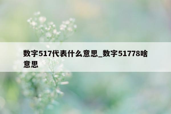 数字 517 代表什么意思_数字 51778 啥意思 - 第 1 张图片 - 小城生活