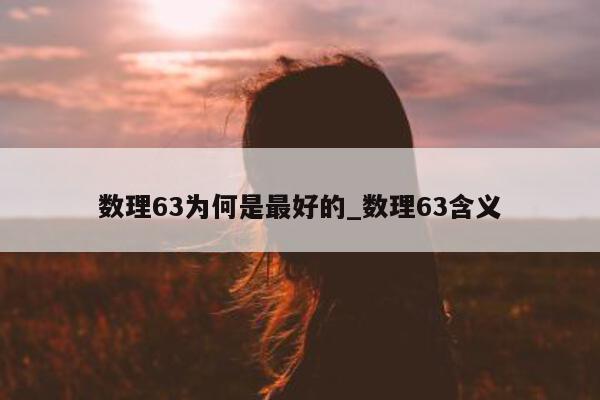 数理 63 为何是最好的_数理 63 含义 - 第 1 张图片 - 小城生活