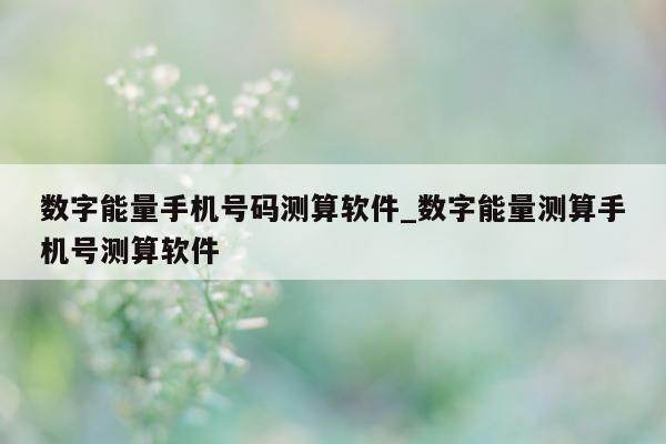 数字能量手机号码测算软件_数字能量测算手机号测算软件 - 第 1 张图片 - 小城生活