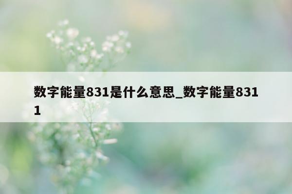 数字能量 831 是什么意思_数字能量 8311- 第 1 张图片 - 小城生活