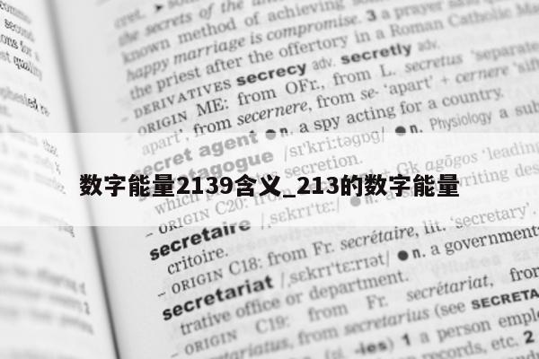 数字能量 2139 含义_213 的数字能量 - 第 1 张图片 - 小城生活