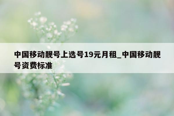 中国移动靓号上选号 19 元月租_中国移动靓号资费标准 - 第 1 张图片 - 小城生活