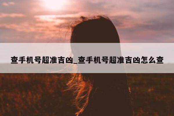 查手机号超准吉凶_查手机号超准吉凶怎么查 - 第 1 张图片 - 小城生活