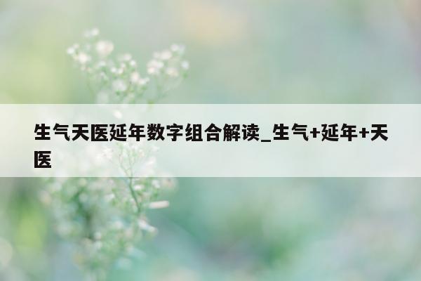 生气天医延年数字组合解读_生气 + 延年 + 天医 - 第 1 张图片 - 小城生活