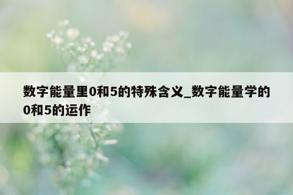 数字能量里 0 和 5 的特殊含义_数字能量学的 0 和 5 的运作 - 第 1 张图片 - 小城生活