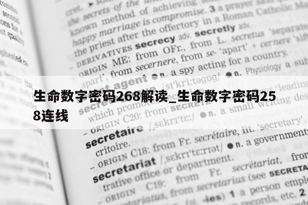 生命数字密码 268 解读_生命数字密码 258 连线 - 第 1 张图片 - 小城生活