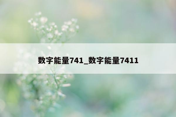 数字能量 741_数字能量 7411- 第 1 张图片 - 小城生活