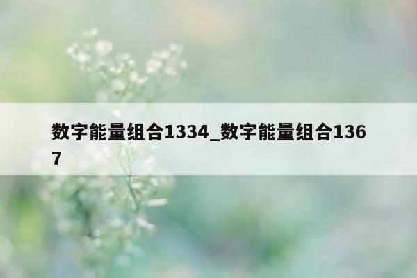 数字能量组合 1334_数字能量组合 1367- 第 1 张图片 - 小城生活