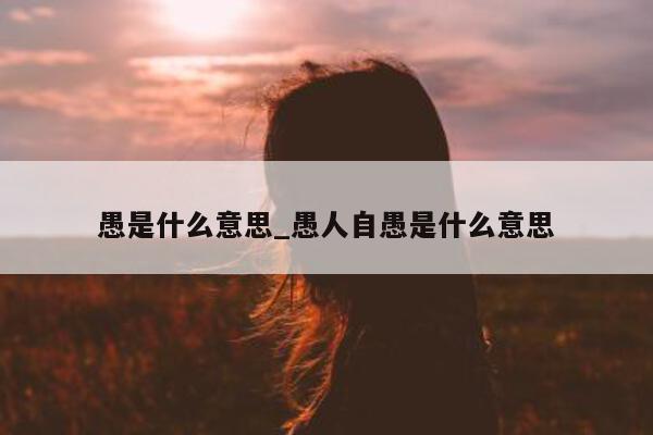 愚是什么意思_愚人自愚是什么意思 - 第 1 张图片 - 小城生活