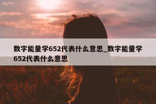 数字能量学 652 代表什么意思_数字能量学 652 代表什么意思 - 第 1 张图片 - 小城生活