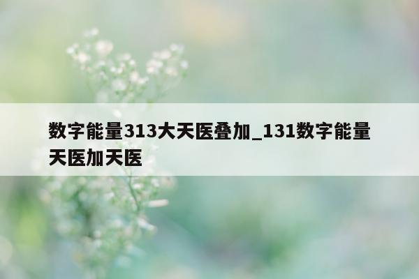 数字能量 313 大天医叠加_131 数字能量天医加天医 - 第 1 张图片 - 小城生活