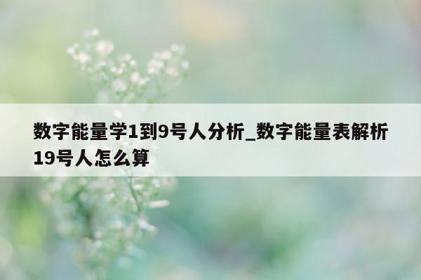 数字能量学 1 到 9 号人分析_数字能量表解析 19 号人怎么算 - 第 1 张图片 - 小城生活