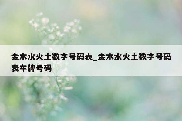 金木水火土数字号码表_金木水火土数字号码表车牌号码 - 第 1 张图片 - 小城生活