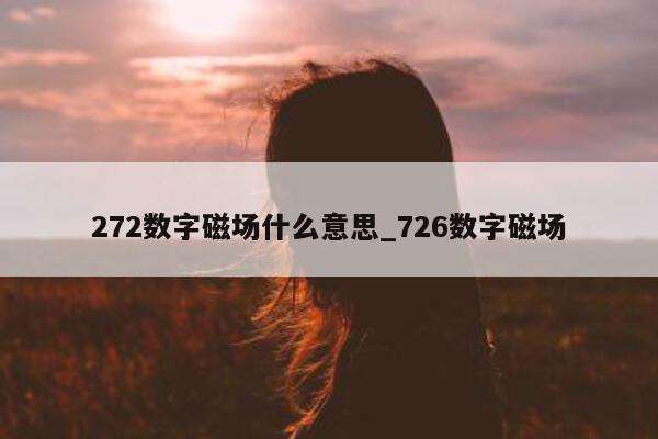 272 数字磁场什么意思_726 数字磁场 - 第 1 张图片 - 小城生活