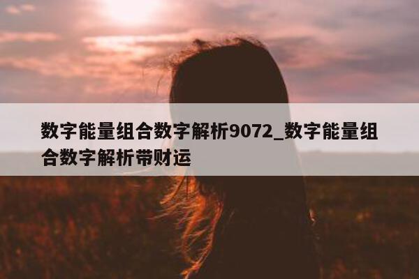 数字能量组合数字解析 9072_数字能量组合数字解析带财运 - 第 1 张图片 - 小城生活