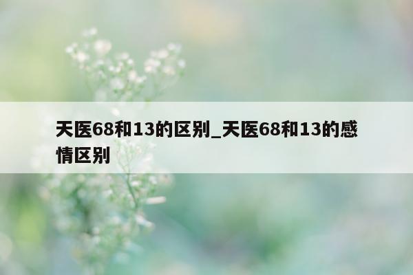 天医 68 和 13 的区别_天医 68 和 13 的感情区别 - 第 1 张图片 - 小城生活