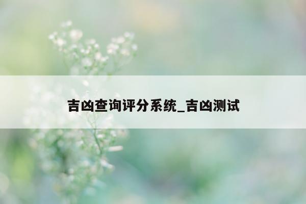 吉凶查询评分系统_吉凶测试 - 第 1 张图片 - 小城生活