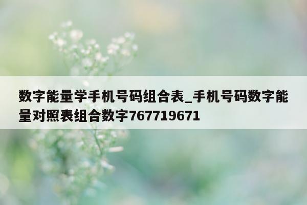 数字能量学手机号码组合表_手机号码数字能量对照表组合数字 767719671- 第 1 张图片 - 小城生活