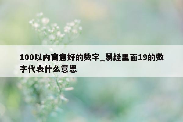 100 以内寓意好的数字_易经里面 19 的数字代表什么意思 - 第 1 张图片 - 小城生活