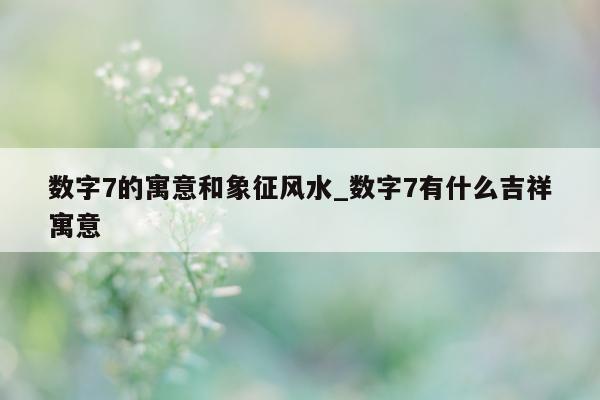 数字 7 的寓意和象征风水_数字 7 有什么吉祥寓意 - 第 1 张图片 - 小城生活